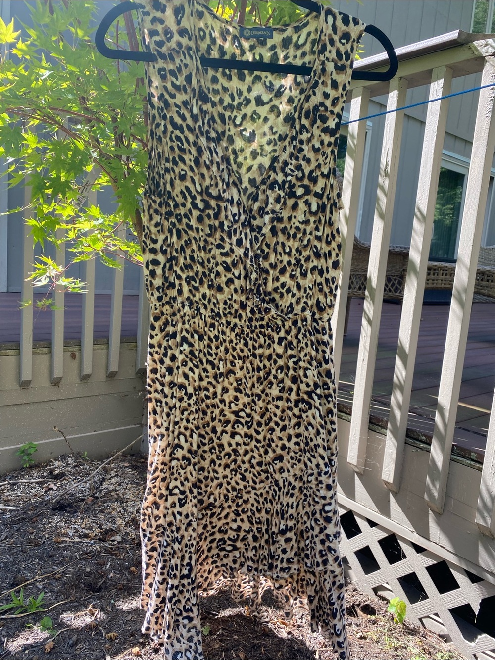 Democracy Leopard Print High-Low Maxi Dress in Tan and Black
